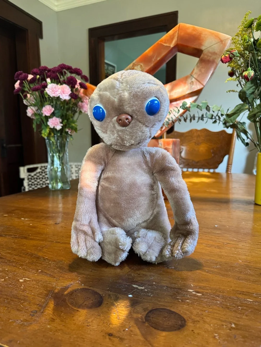 Vintage 1982 E.T. Alien Plush Stuffed Animal Beige Blue Eyes 12